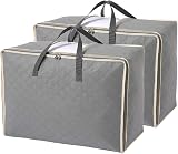 Astoryou 105L Duvet Storage Bags 2 Pack with Zips, Breathable Underbed Grey view 1