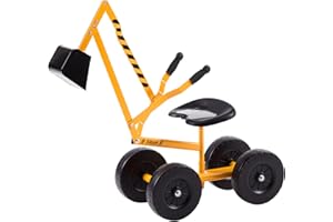 Albott Ride On Sand Digger Excavator Toys Working Crane with 8 inches Wheels and 360° Rotation Seat (Yellow)