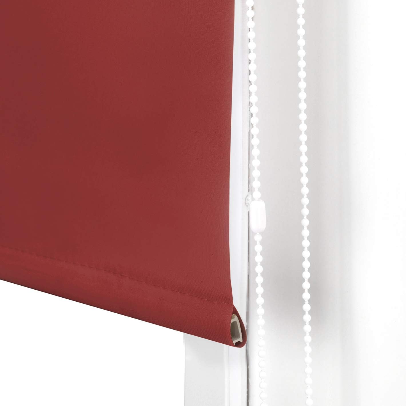 Blindecor Ara - Plain translucent roller blind, burgundy red, 100x175 cm (width x height), Rojo Burdeos, 100W x 175H cm - Image 5