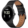 Leather Bands Compatible for Google Pixel Watch Band Leather for Men, Pixel Watch Wristband Adjustable Clasp Strap for Google Pixel Watch