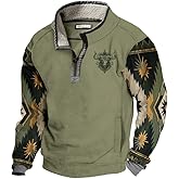 HOTYD Mens 1/4 Zip Fleece Stand Collar Sweatshirt Oversized Long Sleeve Aztec Graphic Pullover Western Jackets with Pockets