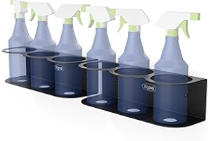 Koova 6 All-Purpose Spray Bottle Holder | Easy Install Wall Mount Hardware Included | Heavy-Duty Powder Coated Steel Storage Rack for Garage And Home | Craft Workspace Paint Bottle Organizer USA Made