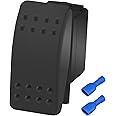 DaierTek Marine Rocker Switch 12V Waterproof Toggle Switch 12 Volt 20A SPST 2 Pin ON/Off Heavy Duty for Boat RZR RV Automotive