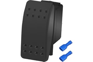DaierTek Marine Rocker Switch 12V Waterproof Toggle Switch 12 Volt 20A SPST 2 Pin ON/Off Heavy Duty for Boat RZR RV Automotiv