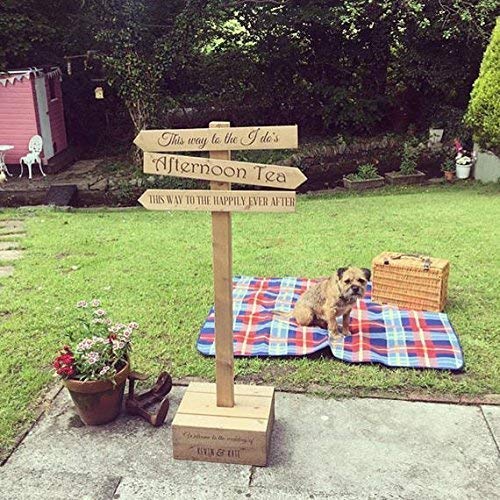 Personalised rustic wedding sign signpost freestanding crate direction