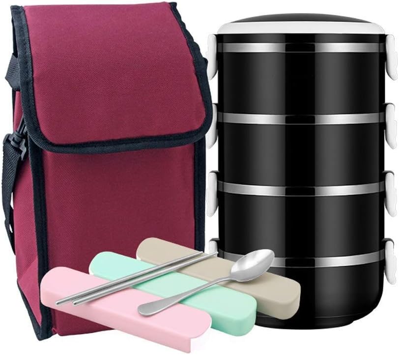 SCYMX Lunch Box, Thermos Bucket Insulation Lunch Box Stainless Steel