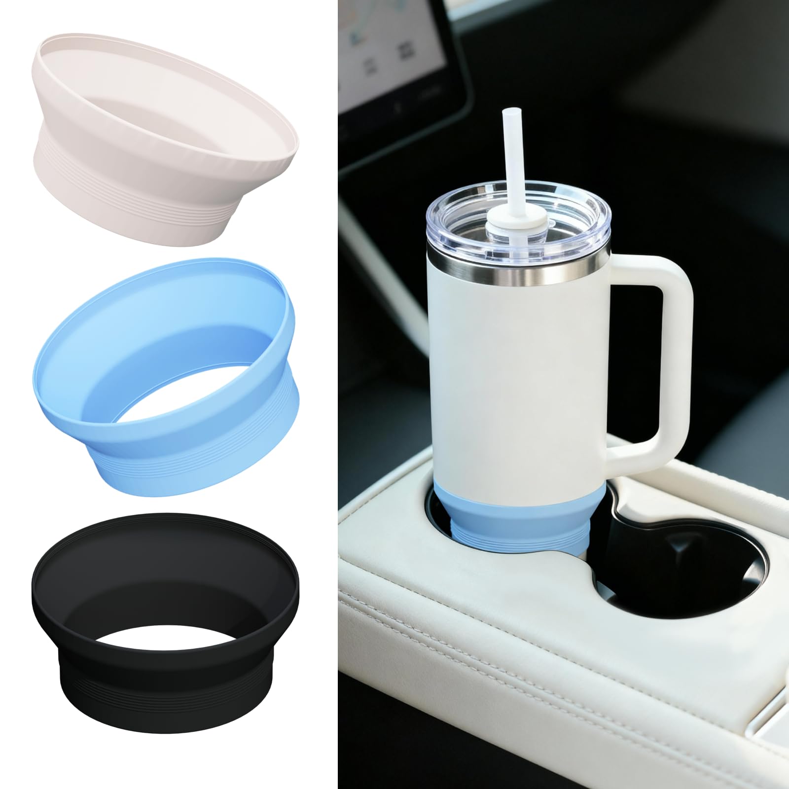 Photo 1 of 3Pcs Silicone Cup Sleeve for Stanley Quencher H2.0 & IceFlow Flip 30oz 40oz, Stylish Tumbler Accessories for Stanley, Anti-Scratch?Non-slip?Cup Boot Protector for Water Bottle