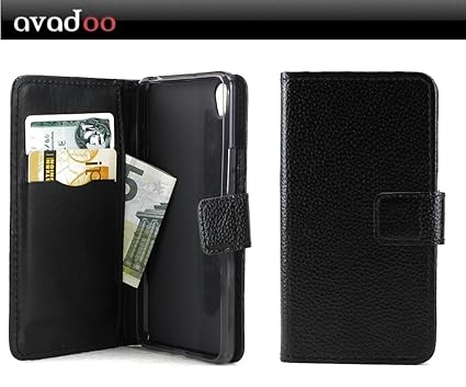 avadoo® OnePlus X Flip Case Cover Tasche Schwarz mit Magnetverschluss und Dualnaht als Cover Tasche Hülle