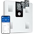 GE Smart Body Fat Scale: with BMI for Body Weight and Fat Percentage Composition Digital Bathroom Weight Scale Bluetooth with Large LCD Display Accurate Weighing 396lbs White