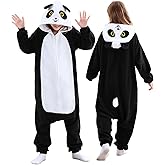 DSMTALS Kids Animal Onesie Pajamas Fleece Costume for Halloween, Cute Sleepwear Unisex Jumpsuit with Hood for Ages 2-12 Years