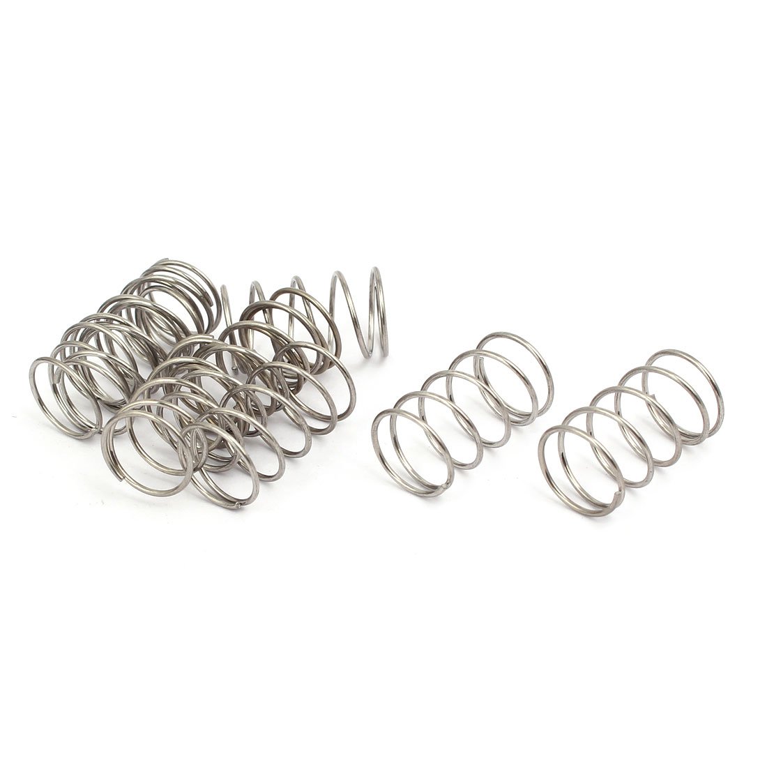 sourcingmap Compression Spring,304 Stainless Steel,15mm OD,1mm Wire Size,25mm Free Length,Silver Tone,10Pcs