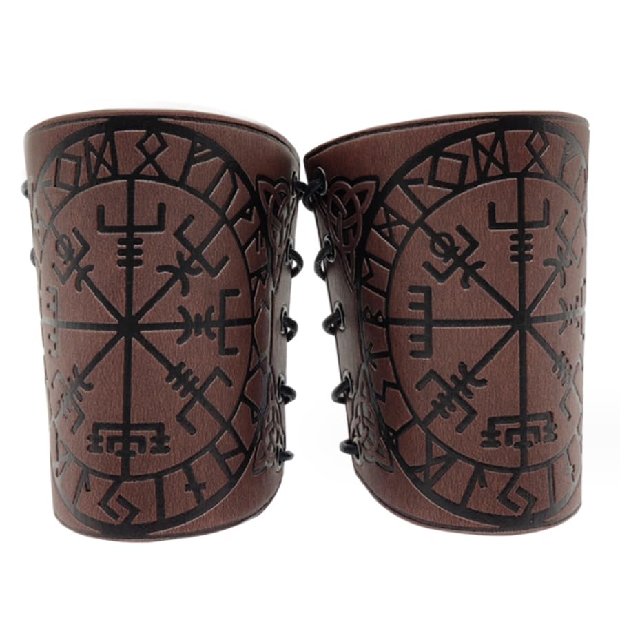 2 PCS Arm Guard Viking Leather Gauntlet Wristband Medieval Arm Bracer Knight Warrior Archery Bracers Retro Wrist Band Punk Bracers Leather PU Cuff Bracers Viking Cosplay Accessories for Adult
