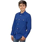 Gioberti Boys Casual Western Solid Long Sleeve Shirt with Pearl Snaps