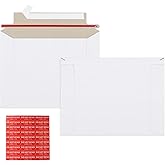 zmybcpack 100 Pack 6.5x4.5 inch Rigid Mailer Self Seal Photo Document Mailers, Stay Flat White Cardboard Shipping Envelopes White Photography Mailers for CD, Photos, Document