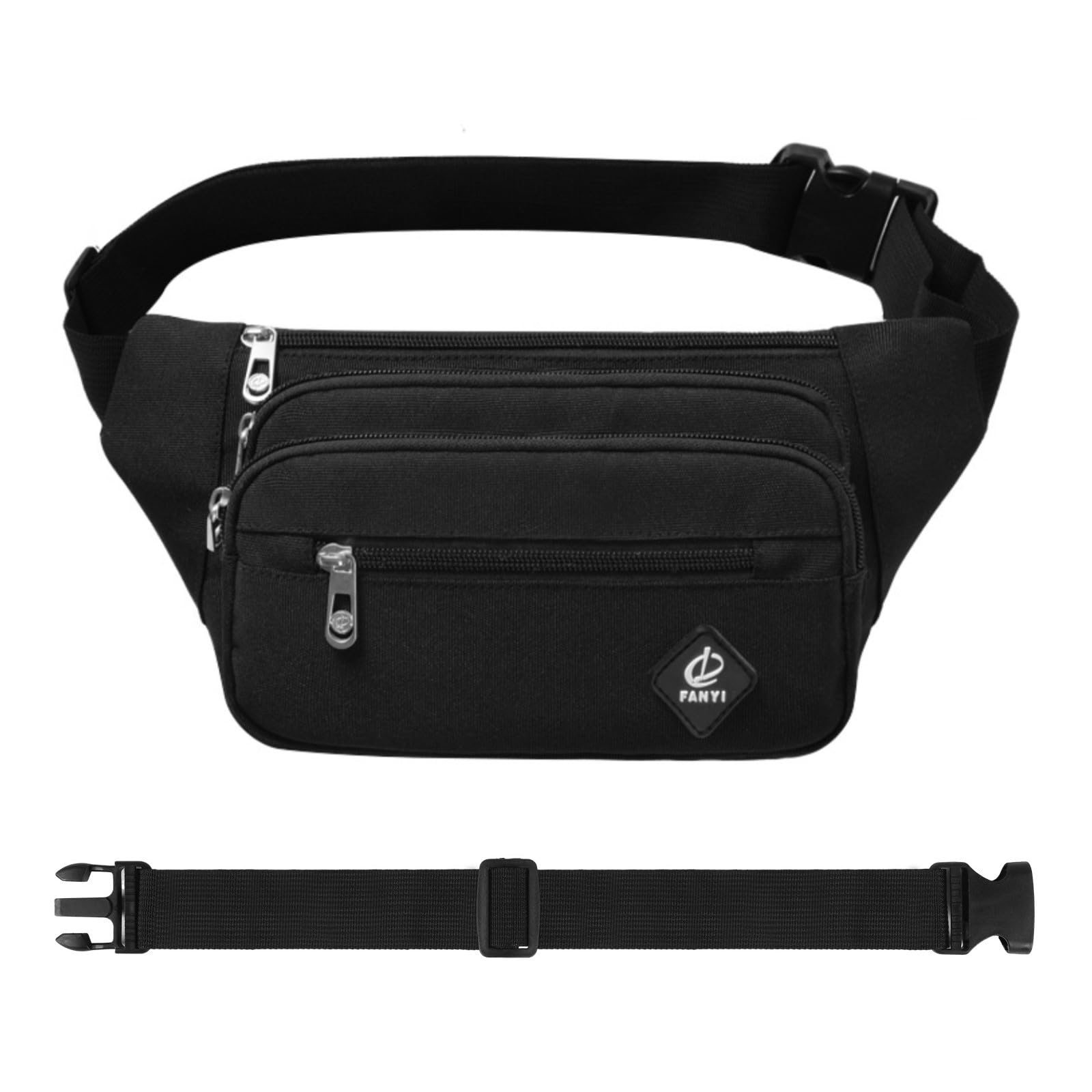 Minnhua 4 Pockets Bum Bag Fanny Pack Bumbags for Men Women Waterproof Waist Bag Large Capacity Waist Packs with 64cm Extended Belt for Dog Walking Sport Running Hiking Cycling Travel