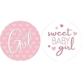 Pink It’s a Girl Baby Shower Stickers, Sweet Baby Girl Shower Party Favor Labels - 40 Count