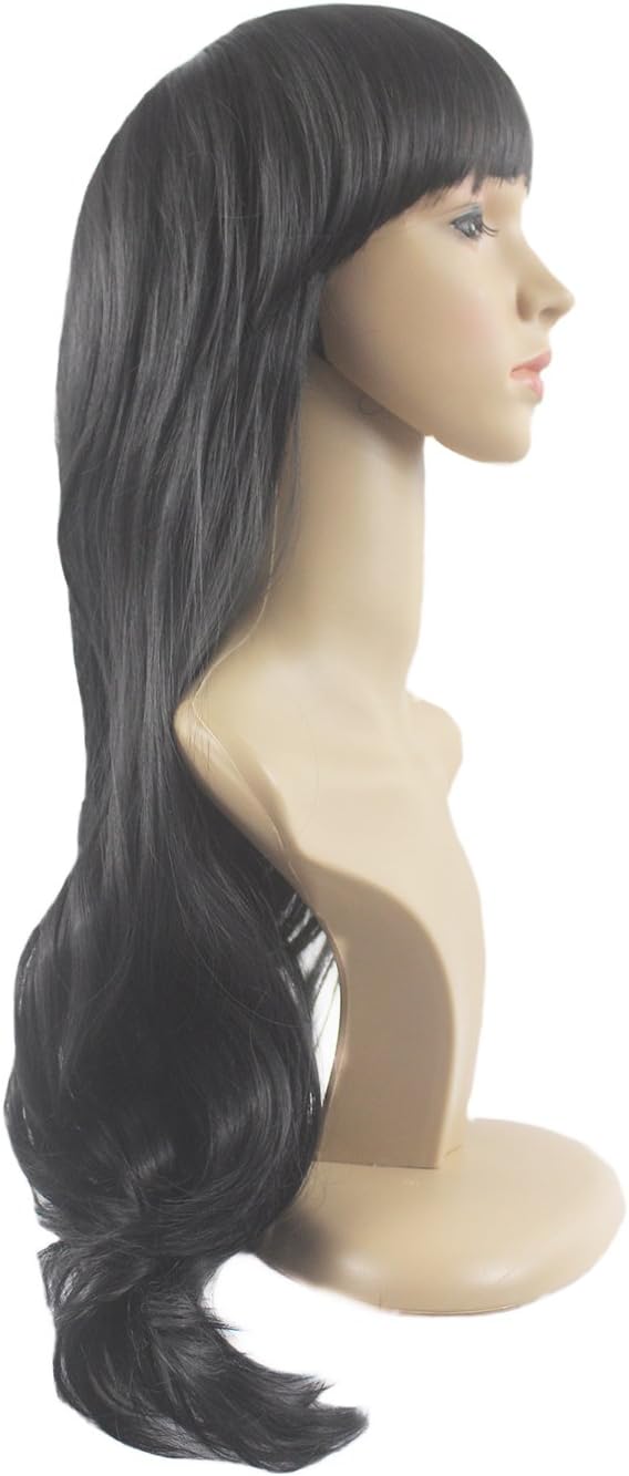 Xiaoyu Sexy and Charming Ladies Flat Bangs Long Curly Wig - Black - Image 4