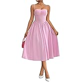 SOLY HUX Women's Sleeveless Midi Corset Dress Flared A Line Flowy Party Cami Dresses