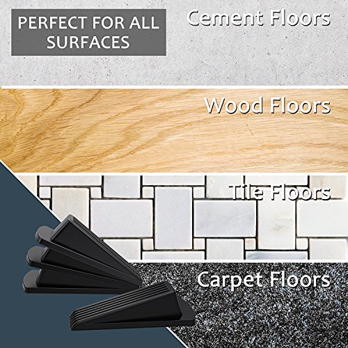 image for Door Stopper, Eoney Heavy Duty Door Stop Wedge Rubber with Finger Pinc