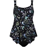 Septangle Women's Two Piece Tankini Bathing Suit Ruffle Flowy Tummy Control High Waisted Swimwear Floral Print Swimsuits