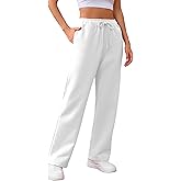 Warmrole Women's Fleece Lined Sweatpants High Waisted Drawstring Cozy Baggy Straight Leg Pants with Pockets