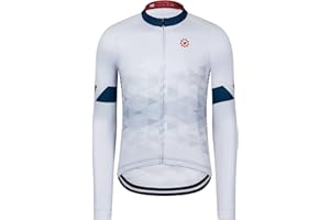 GCRFL Men's Cycling Jersey Long Sleeve Biking Shirt with 3+1 Zipper Pocket Breathable Quick Dry Bicycle Jersey