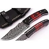 Grace Knives Handmade Damascus Steel Knife Fixed Blade Hunting Knife 8.5 Inches with Leather Sheath G 09 L