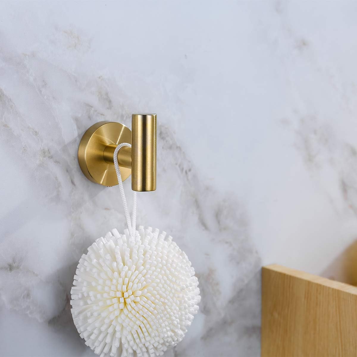 Brushed Gold Single Robe Hook, Towel Hook SUS304 Stainless Steel Bathroom Clothes Cabinet Closet Coat Hook Wall Mounted Heavy Duty Door Hanger, 2 Pack - - 
