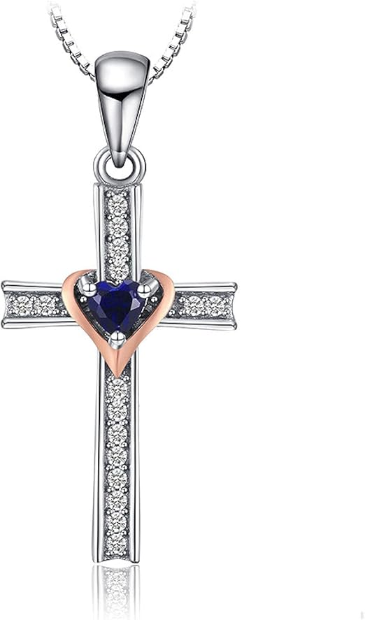 Cross Heart Pendant Necklace Sterling Gemstones Choker Statement