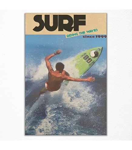 Amazon.com: NIKZ Vintage Surf Poster, Canvas Wall Art, 12L