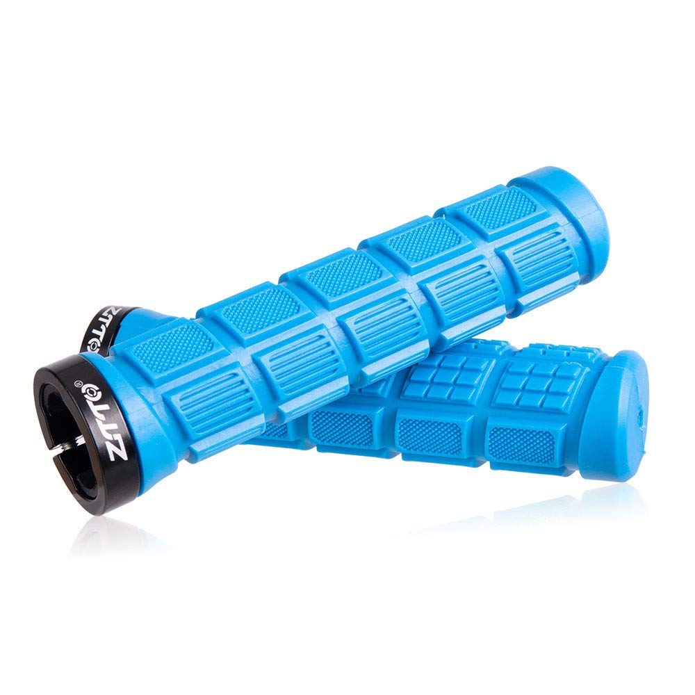 Bike Handlebar Grips, Bicycle Anti-Slip Grips Rubber Bicycle Handle Grip w/ Aluminum Lock for Cycling Road Bike MTB BMX Foldable Bicycle