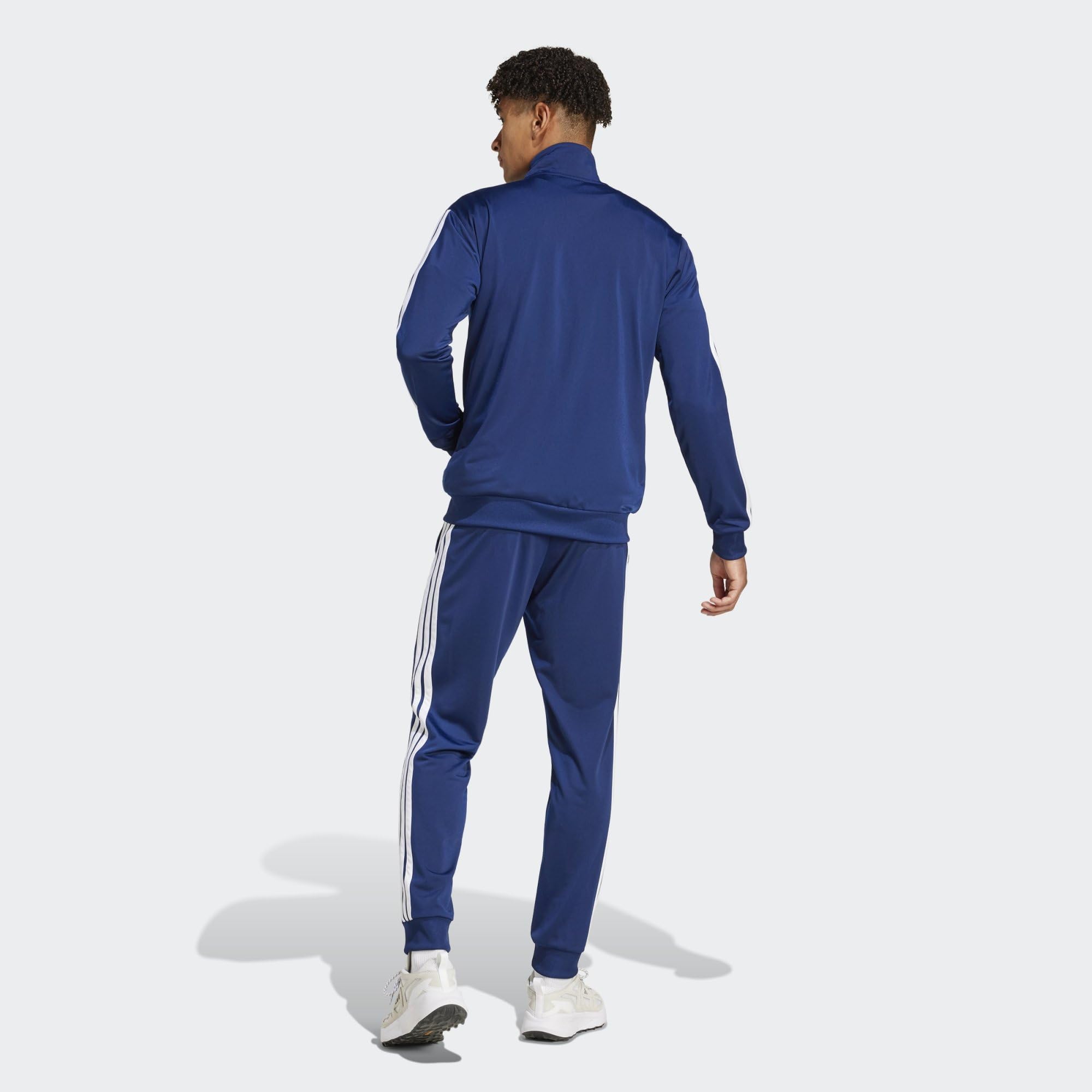 adidas Herren SPORTSWEAR BASIC 3 STRIPES TRICOT TRACKSUIT, Dark Blue, S 5
