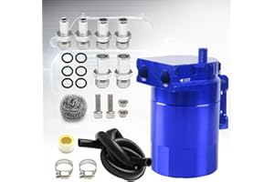 Htostar Racing Thick Shell Baffled Oil Catch Can Coolant Fuel Catch Can Reservoir Kit - Blue