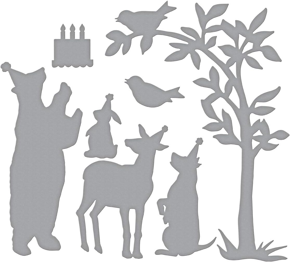 Spellbinders Let’s All Party Etched Die, Copper, Bear: 4 x 8 cm, Bear: 4.00 x 8.00 cm