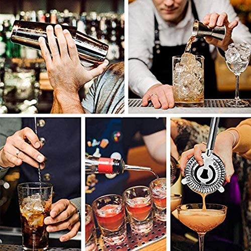 LKNJLL Edelstahl Barkeeper Kit, Cocktailshaker Bar-Set mit Martini-Set, Doppelmess Jigger, Rührlöffel, Liquor Ausgießer… – Bild 7