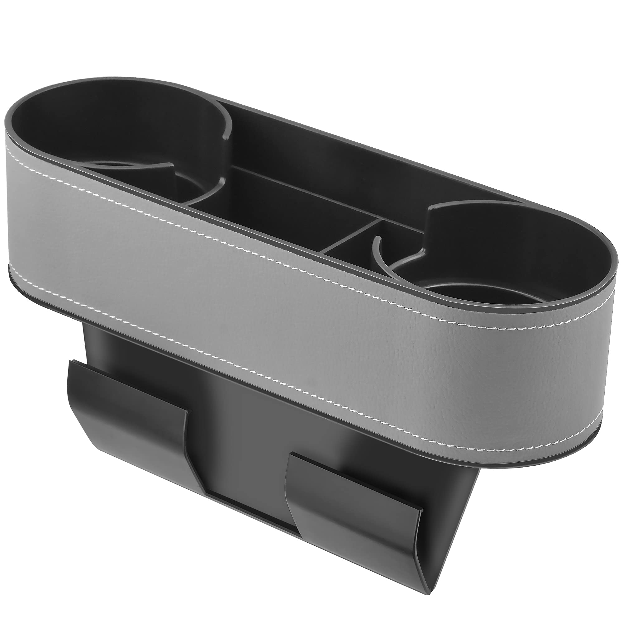 Photo 1 of iokone Coin Side Pocket Console Side Pocket Leather Cover Car Cup Holder Auto Front Seat Organizer Cell Mobile Phone Holder (Slim-Gray)