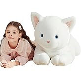 IKASA Giant White Cat Stuffed Animal Plush Toy,Big Large Jumbo Soft Toys,30" Huge Size Cute Fluffy Plushy Fat Oversized Plushie,Gifts for Kids