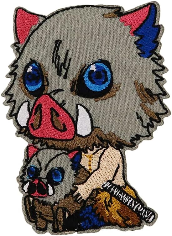 Mixed Media - ROCKAPATCH Inosuke Hashibira Anime Embroidered Iron On Patch