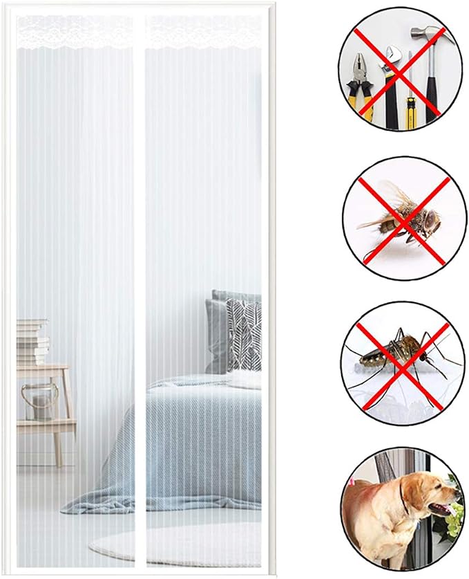 Magnetisches Fliegengitter Für Türen – 210x205 Cm, Schwarz, Ohne Bohren, Für Innen- & Schiebetüren