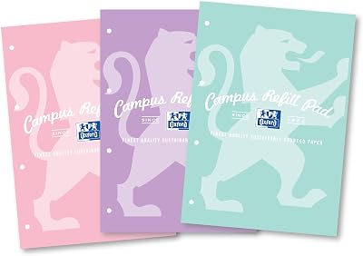 Oxford Campus A4 Refill Pad 140 Pages Pastel Pack of 3