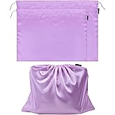 2 Pack Dust Bags for Handbags Silk Dust Cover Bag for Handbags Purses Shoes, Dustproof Drawstring Bag Travel Storage Pouch (Purple)