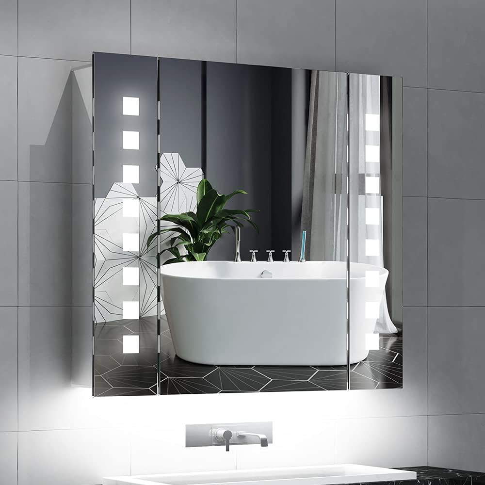 Quavikey Led Illuminated Bathroom Mirror Cabinets Mirrored Quavikey Led Illuminated Bathroom Mirror Cabinets Mirrored