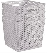 Curver My Style Rattan Effect 3x 25L Storage Baskets Light Grey