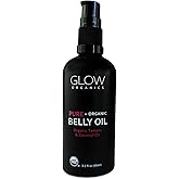Glow Organics Belly Oil for Pregnancy, Prevents Stretch Marks &amp; Scars, Organic Maternity Skincare, Fast-Absorbing, Pregnancy Safe Daily Ritual, 95ml