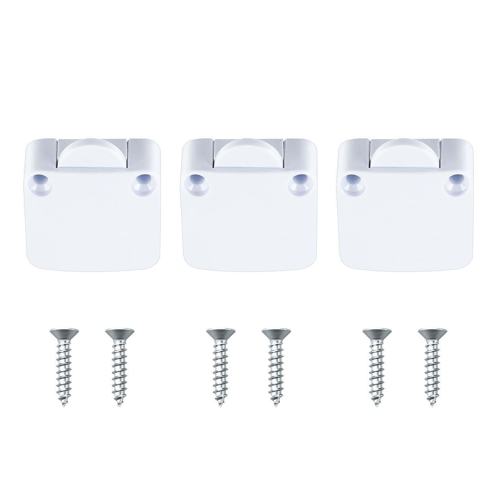 Jubaopen 3PCS Door Switch Push to Break Cupboard Door Switch Cabinet Lamp Switch Cabinet Light Auto Control for Furniture Cupboard 2A 12V- 250V with 6 Screws(White)