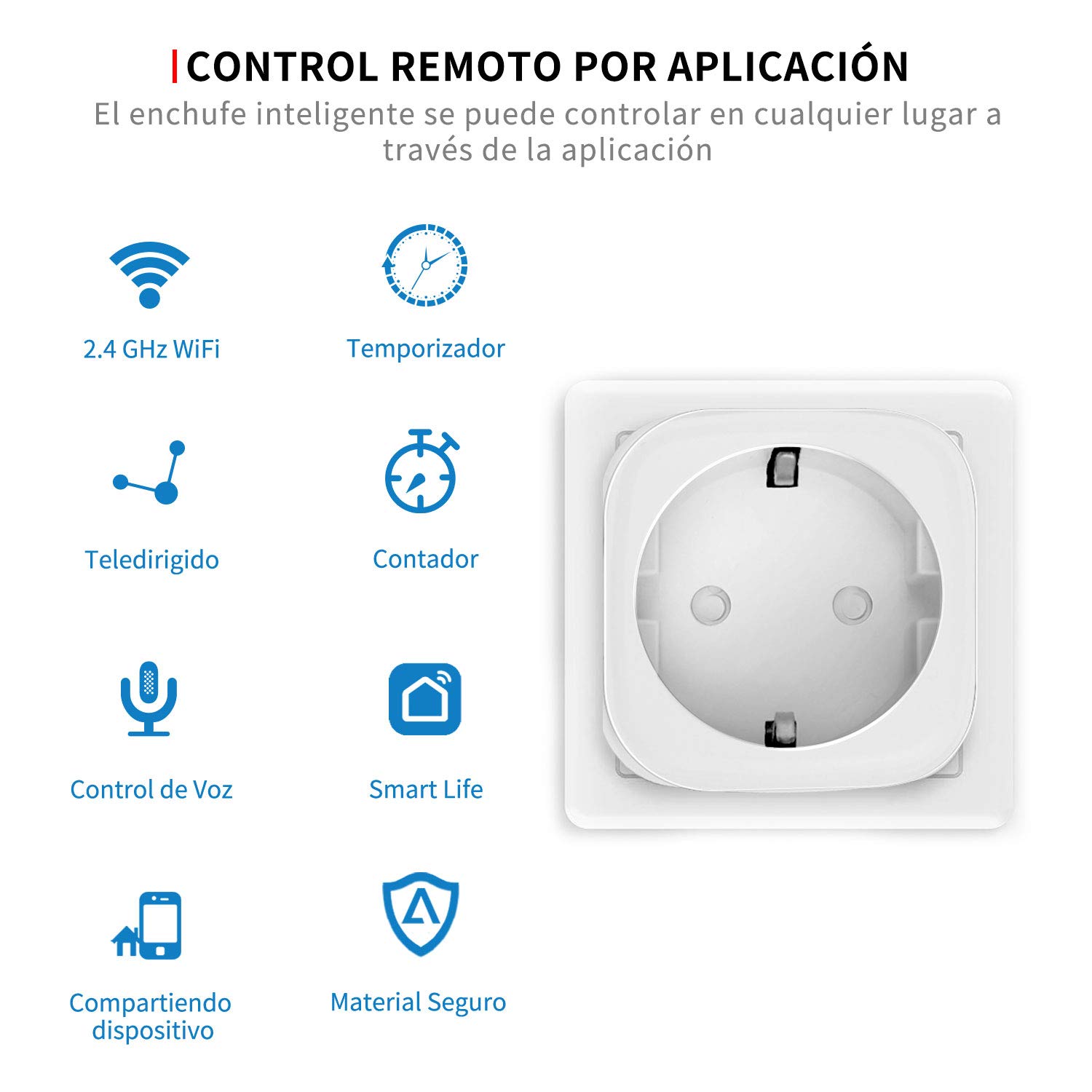 Enchufe inteligente ANOOPSYCHE, interruptor Enchufe inalámbrico compatible con Android, iOS, Alexa,Google Home, con control por Voz, programable, control a distancia, No se Requiere Hub (2 unidades)