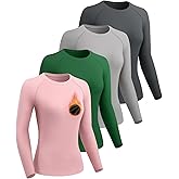 ATTIQOZI 4 Pack Women's Thermal Shirts-Fleece Lined Long Sleeve Tops-Thermal Compression Shirts for Outdoor Workouts