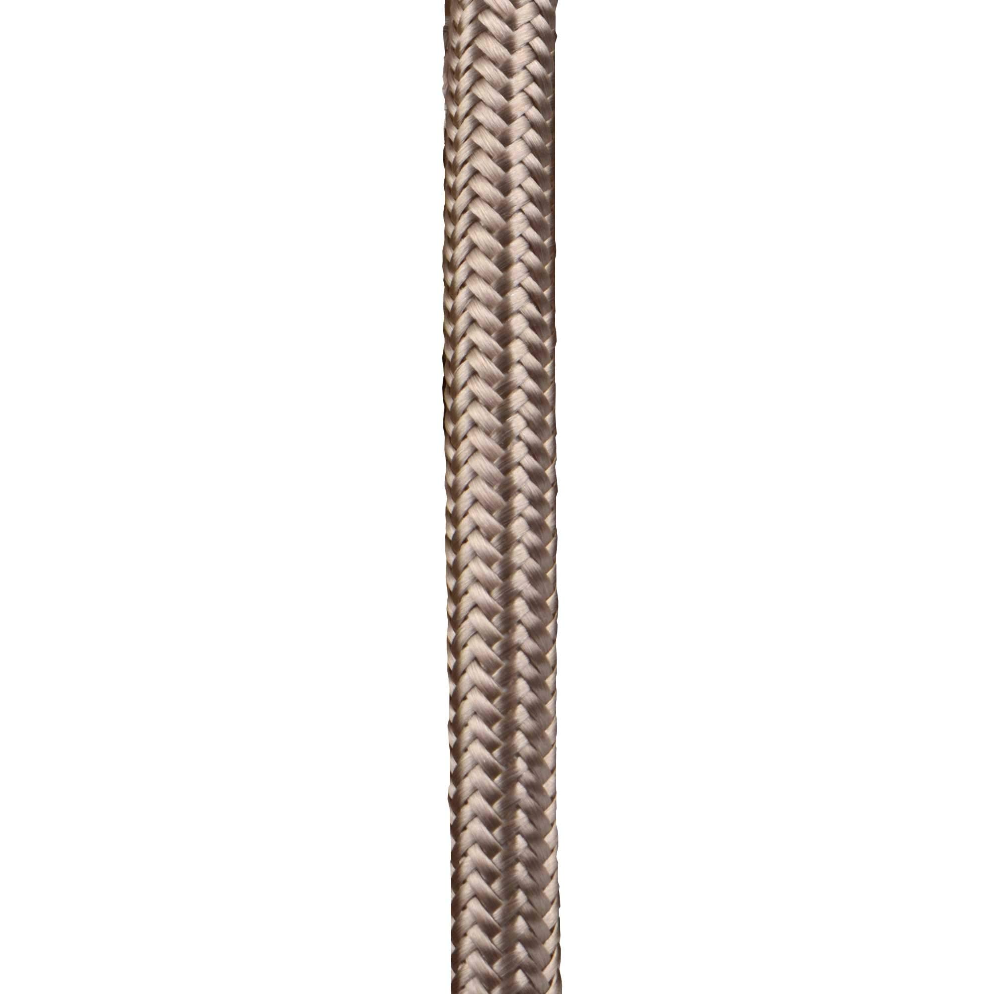 ElekTek Nickel Round Vintage-Style Braided Fabric Covered Lighting Flex Cable 2m Pack Length, 3-Core 6 Amp (0.75mm), EU Manufactured