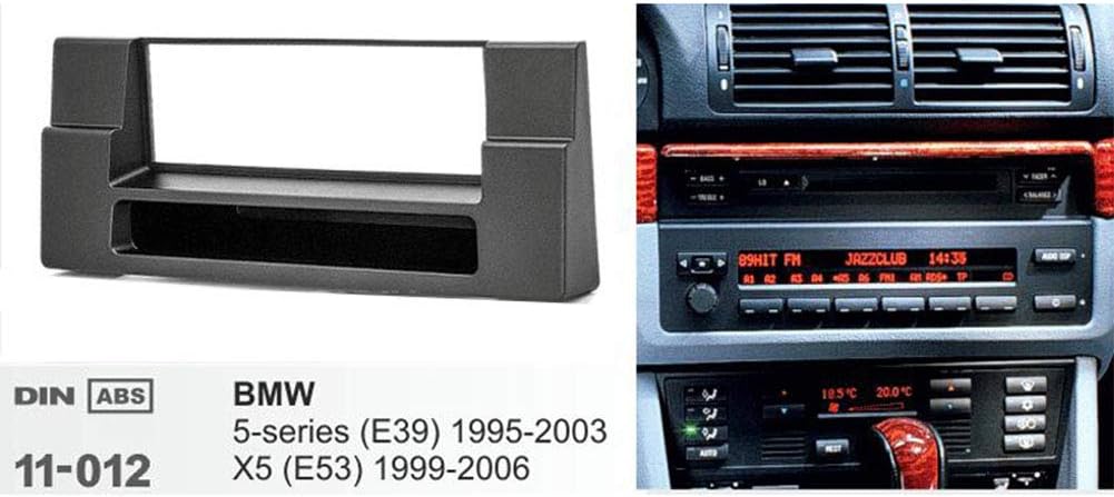 PSOIHGTFS Single Din Car Radio Fascia Fit for 5-Series (E39) 1995-2003 X5 (E53) 1999-2006 W/Pocket DVD Stereo Panel Dash Mount Frame Kit