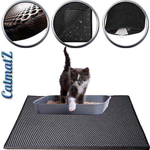 CatmatZ: Cat Litter Trapping Mat - Large Size Very Soft on Paws - Waterproof Double Layer Honeycomb Design and NON TOXIC - Light EVA Foam Rubber (Tip and pour)